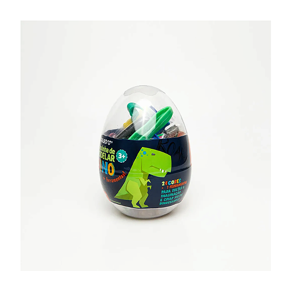 Kit massa de modelar ovo dino 24 cores + 7 moldes leo&leo