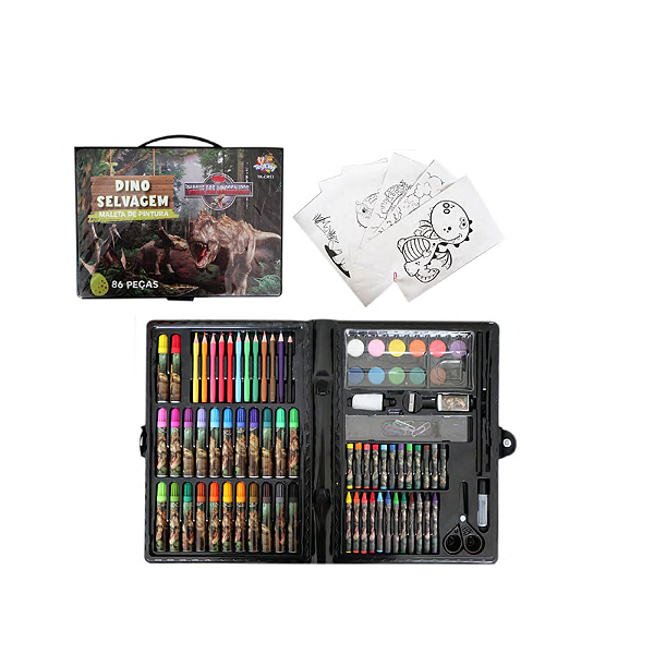 Maleta escolar dino selvagem 86pcs