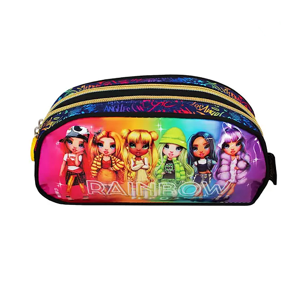 Estojo duplo preto rainbow luxcel