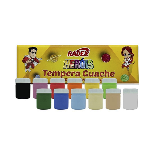 Tinta guache com 12 cores 15ml radex