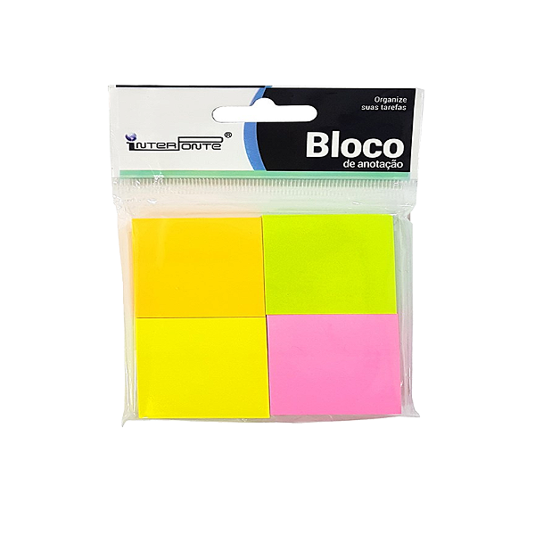 Bloco adesivo c/4 de 100 fls cores interponte