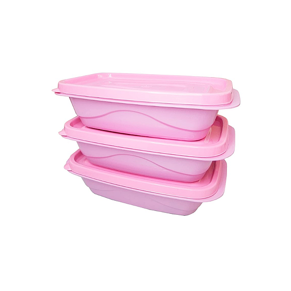 Kit com 3 potes retangular 1,2L kozi plast