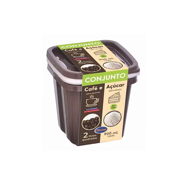 Conjunto com 2 potes 900ml açúcar e café santana