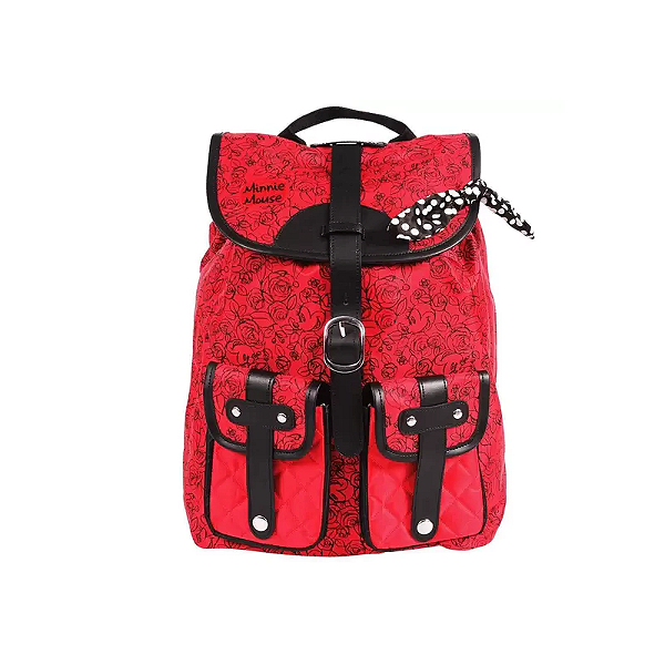 Mochila costas com 2 bolsos vermelha minnie mouse dermiwil