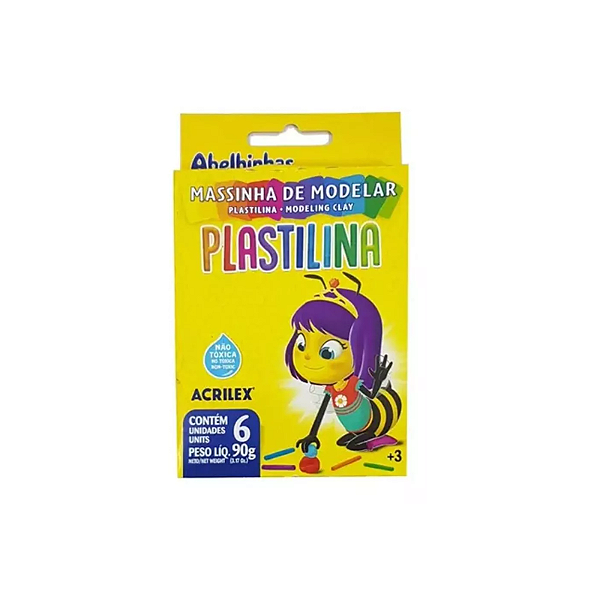 Massinha de modelar com 06 cores 90gr acrilex