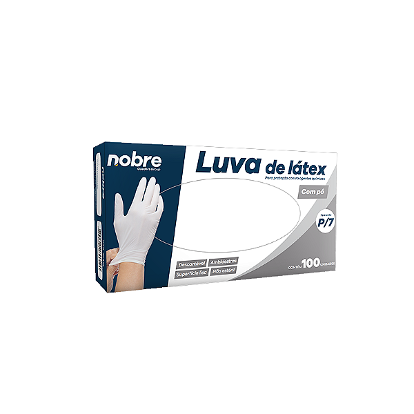 Luva látex com proteção com pó p/7 100un nobre