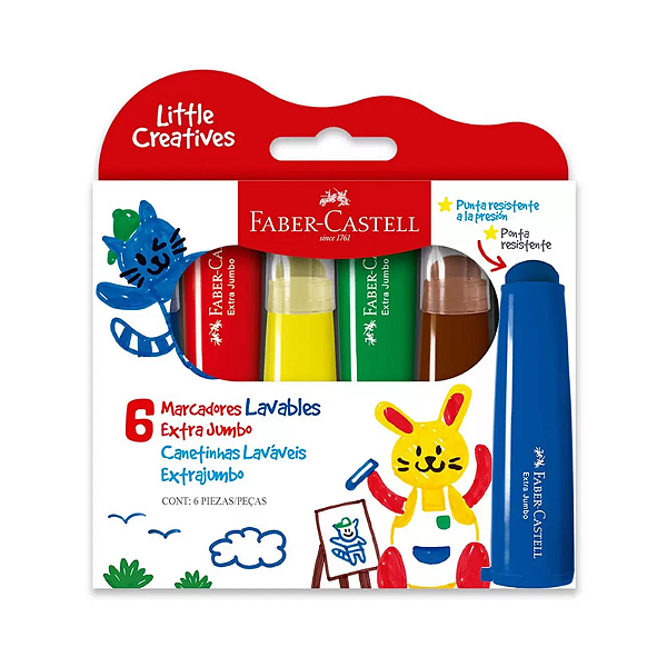 Canetinhas extrajumbo com 6 cores faber-castell