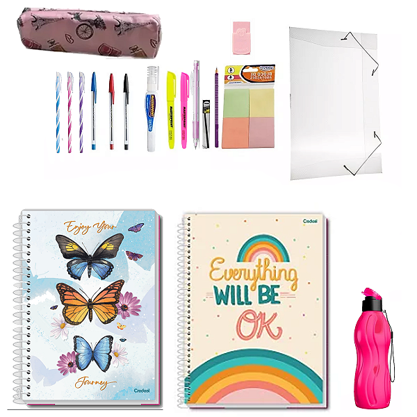 Kit De Material Juvenil Universitário Feminino