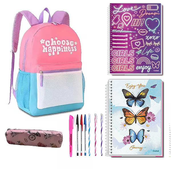 Kit Juvenil/infantil Universitário/escolar Mochila Feminino