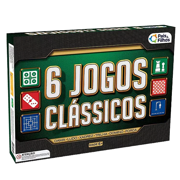 Jogo de tabuleiro com 6 jogos clássicos Pais e filhos