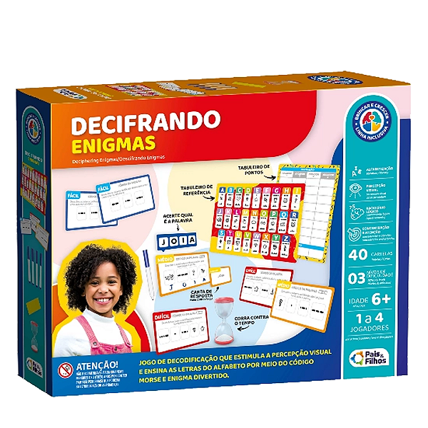 Jogo educativo decrifrando enigmas Pais e filhos
