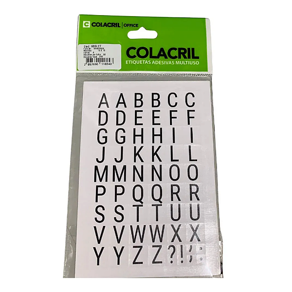 Etiqueta multiuso letras c/348 colacril