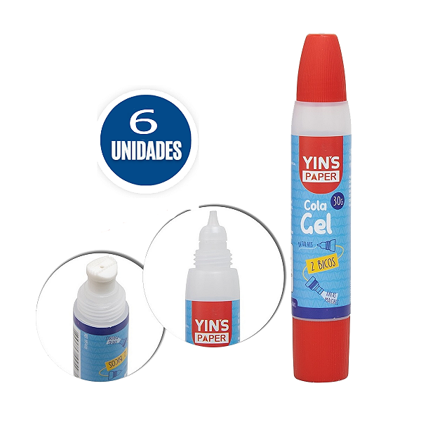 Cola gel 6 uni 30gr 2 bicos yins paper