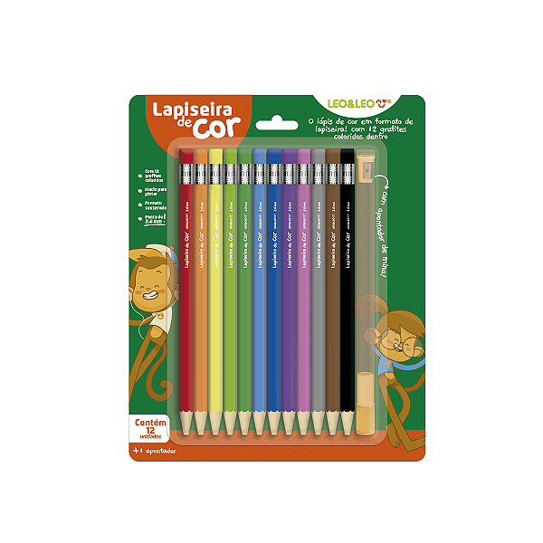 Lapiseira de cor 2.6 com 12 cores + apontador Leonora
