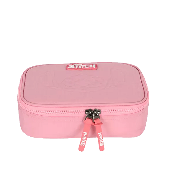 Estojo baú stitch disney rosa luxcel