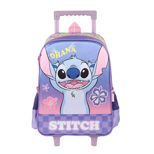 Mochilete com rodas infantil stitch azul disney luxcel
