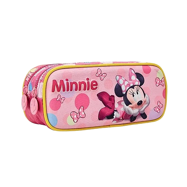Estojo 2 divisórias minnie mouse rosa 3D xeryus