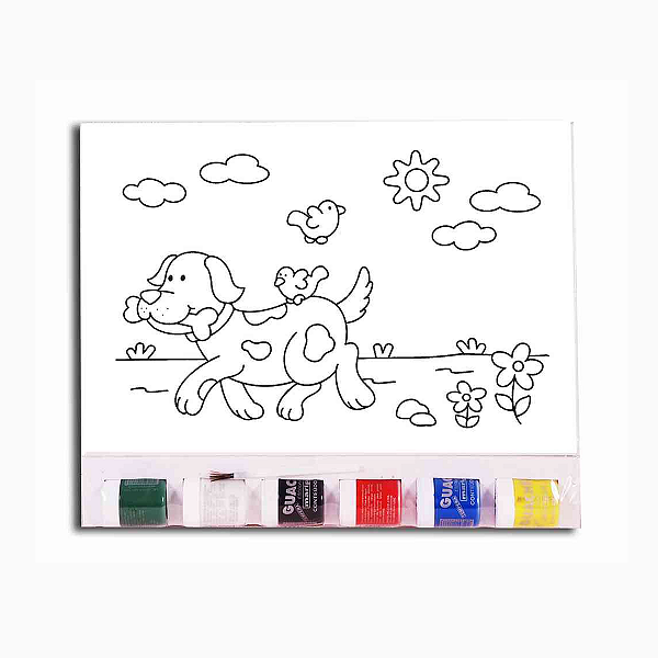 Kit Tela de Pintura 20x30cm Cachorro Cortiart