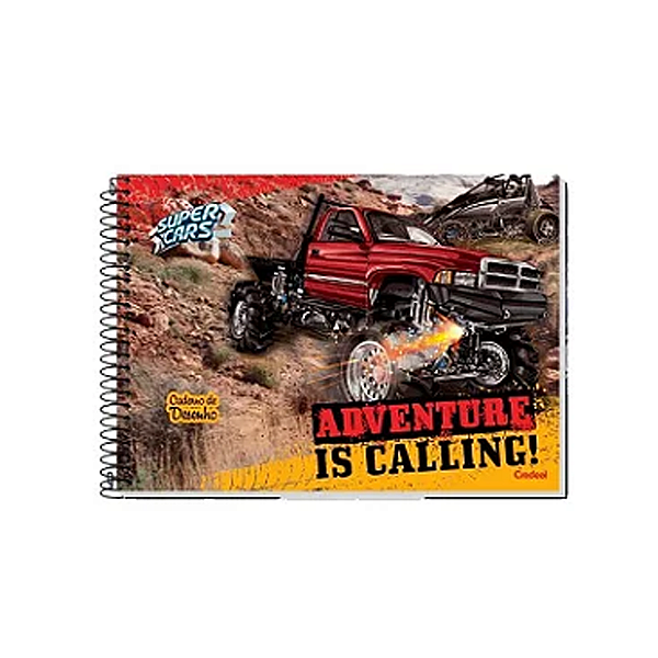 Caderno Espiral Capa Dura Cartografia 60fls Milimetrado Super Cars Credeal