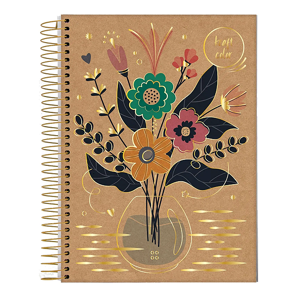 Caderno Espiral Colegial 10Mat/160fls Kraft Color Jandaia