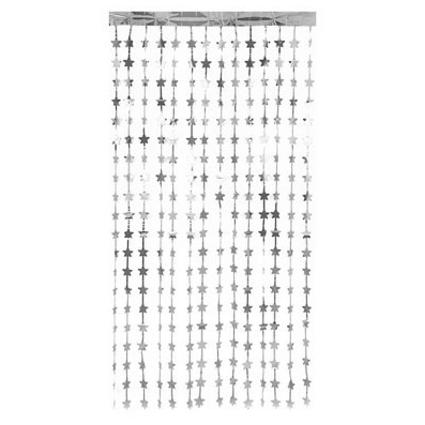 Cortina Decorativa de Festas 1X2mm Estrela prata Make+