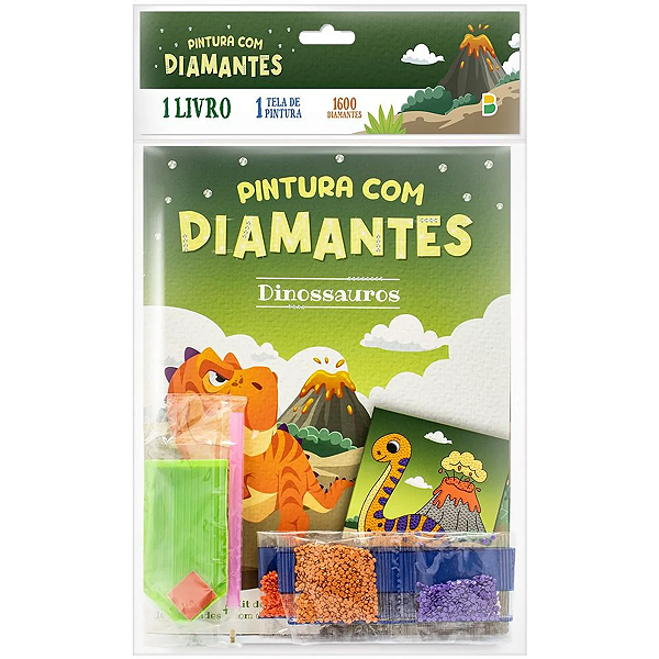 Livro Infantil Pintura C/Diamantes Dinossauros TodoLivro
