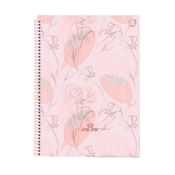 Caderno Espiral Capa dura Uni Rosa Rose 15Mat/240fls Animativa