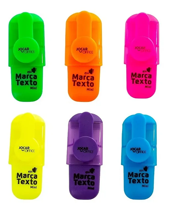 Kit C/6 Mini Marca-texto Cores Neon Jocar Office Neon