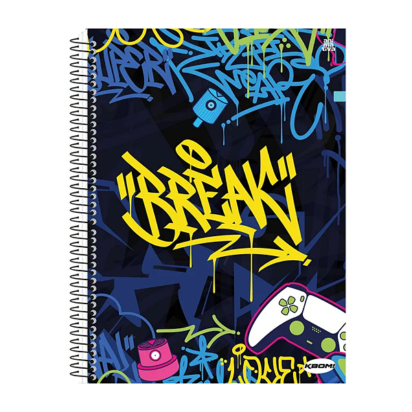 Caderno Esp Capa dura Kbom Masculino 1 Matérias Animativa
