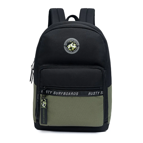 Mochila de Costas Rusty Preto/Verde RT0035 Nytron