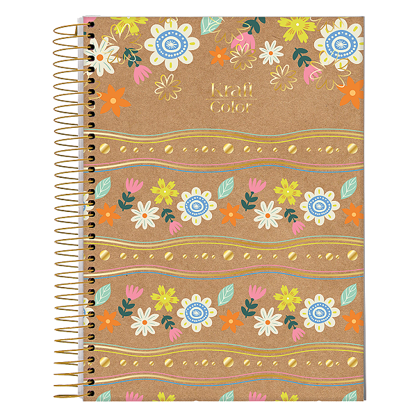 Caderno Espiral Cd Uni Kraft Color 10Mat/160fls Jandaia