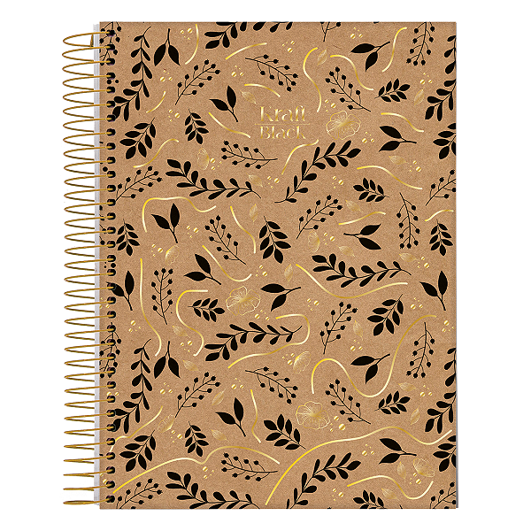 Caderno Espiral Capa dura Kraft Black 10 matérias Jandaia