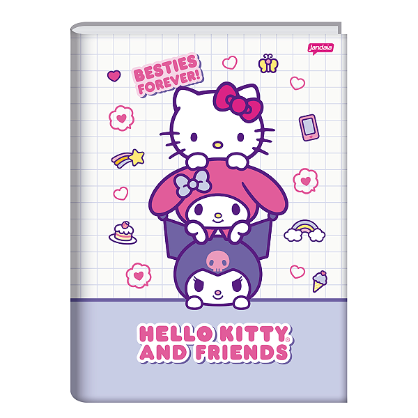 Caderno Brochurão Capa dura Hello Kitty and friends 80fls Jandaia