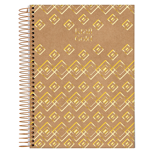 Caderno Espiral 1/4 Cd 10mat/160fls Kraft Gold Jandaia