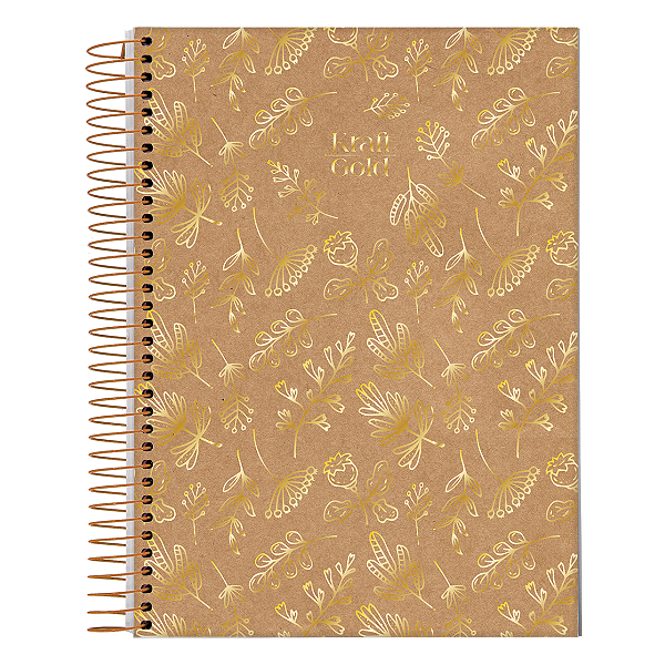 Caderno Espiral 1/4 160 folhas Kraft Gold Jandaia
