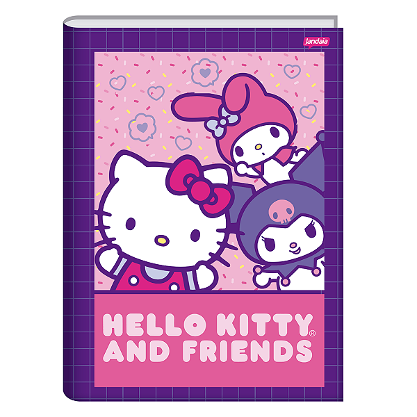 Caderno Brochura Capa dura 1/4 Hello Kitty 80 folhas Jandaia