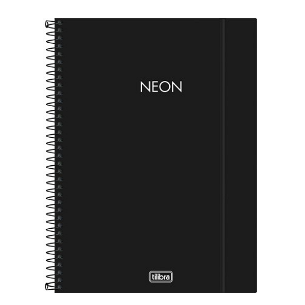 Caderno Espiral Capa plástica Neon Preto 10mat/160fls Tilibra