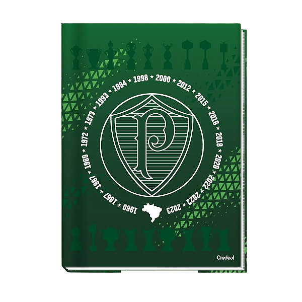 Caderno Brochurão Capa dura 80 folhas Palmeiras verde Credeal
