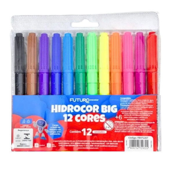Canetinha Hidrocor Big 12 Cores Futuro