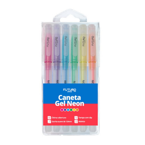 Caneta Em Gel 1.0mm 6 Cores Neon Futuro