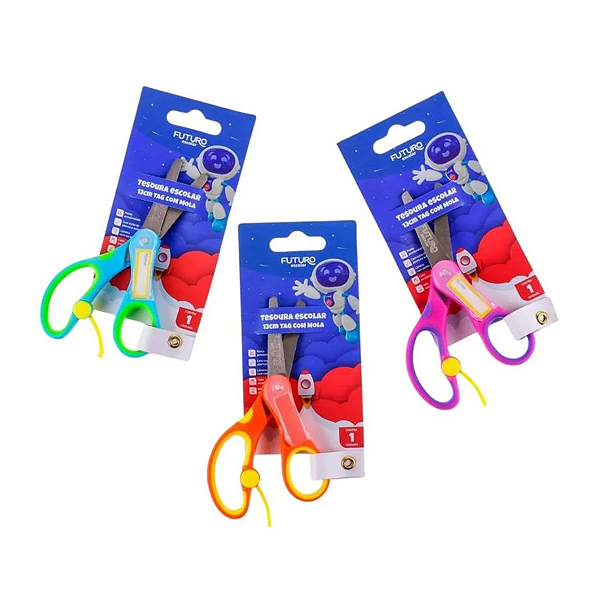 Tesoura Escolar 13cm C/Tag para nome futuro