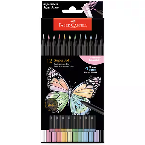 Lápis de cor Super Soft 12 unidades Cores Pastel Faber Castell