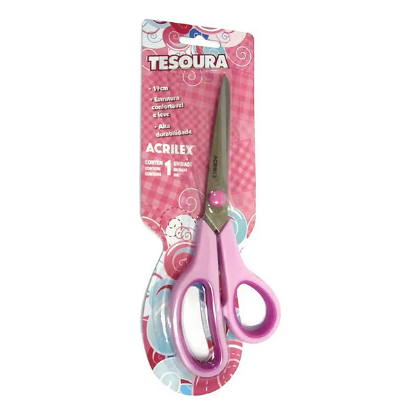 Tesoura Multiuso 19cm Rosa Acrilex