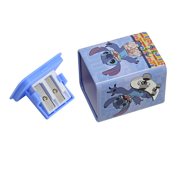 Apontador Com depósito Quadrado Metálico Azul Stitch Molin