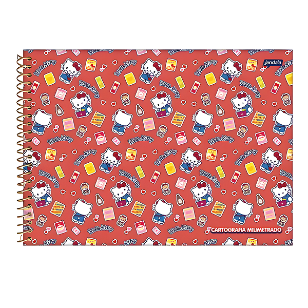 Caderno Espiral Cd Milimetrado Hello Kitty 80 folhas Animativa