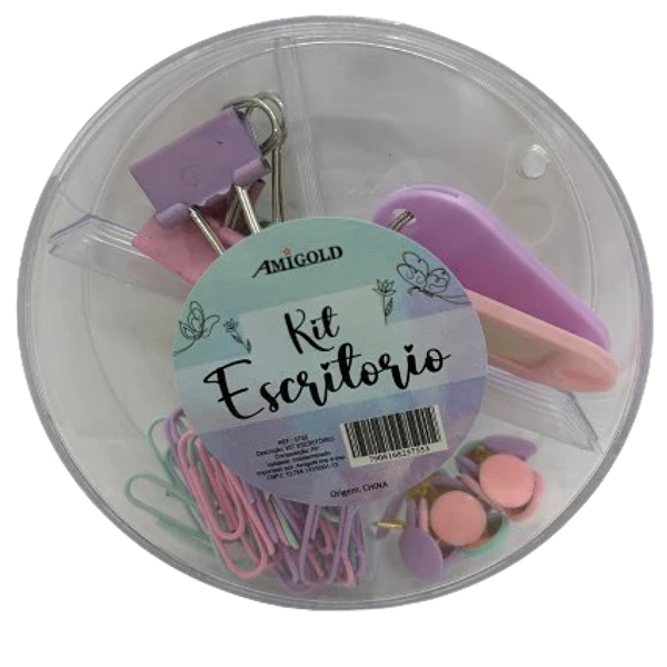 Kit Escritório Clips+Binder+Taxinha+Chaveiro identificação Amigold