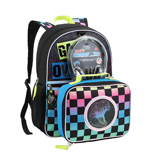Mochila De Costas+Lancheira Térmica+Fone de Ouvido Gamer Seanite