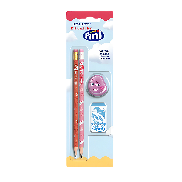 Kit Lápis Preto+Borrcha+Apontador Fini LeoLeo