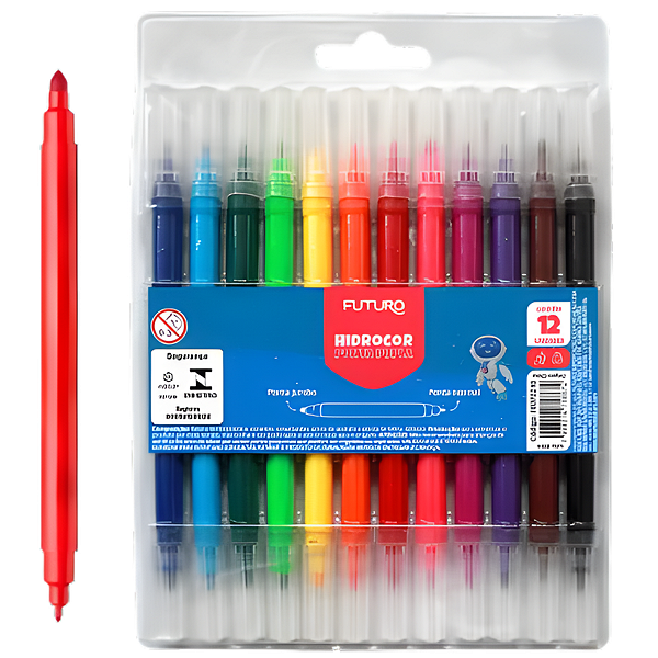Canetinha Hidrocor ponta dupla 12 Cores futuro