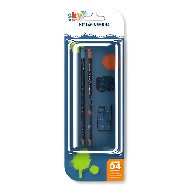 Kit Lápis Preto+Borracha+Apontador Gamer Skypaper